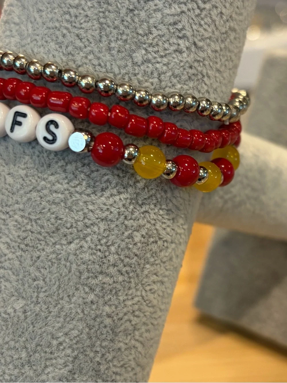 CHIEFS Beaded Bracelet Set - Red & Yellow | Handmade